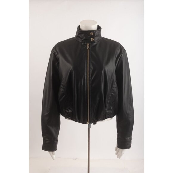 Zara Womens Faux Leather Bomber Jacket Coat Black M Medium 9754/703 NWT - Picture 1 of 6